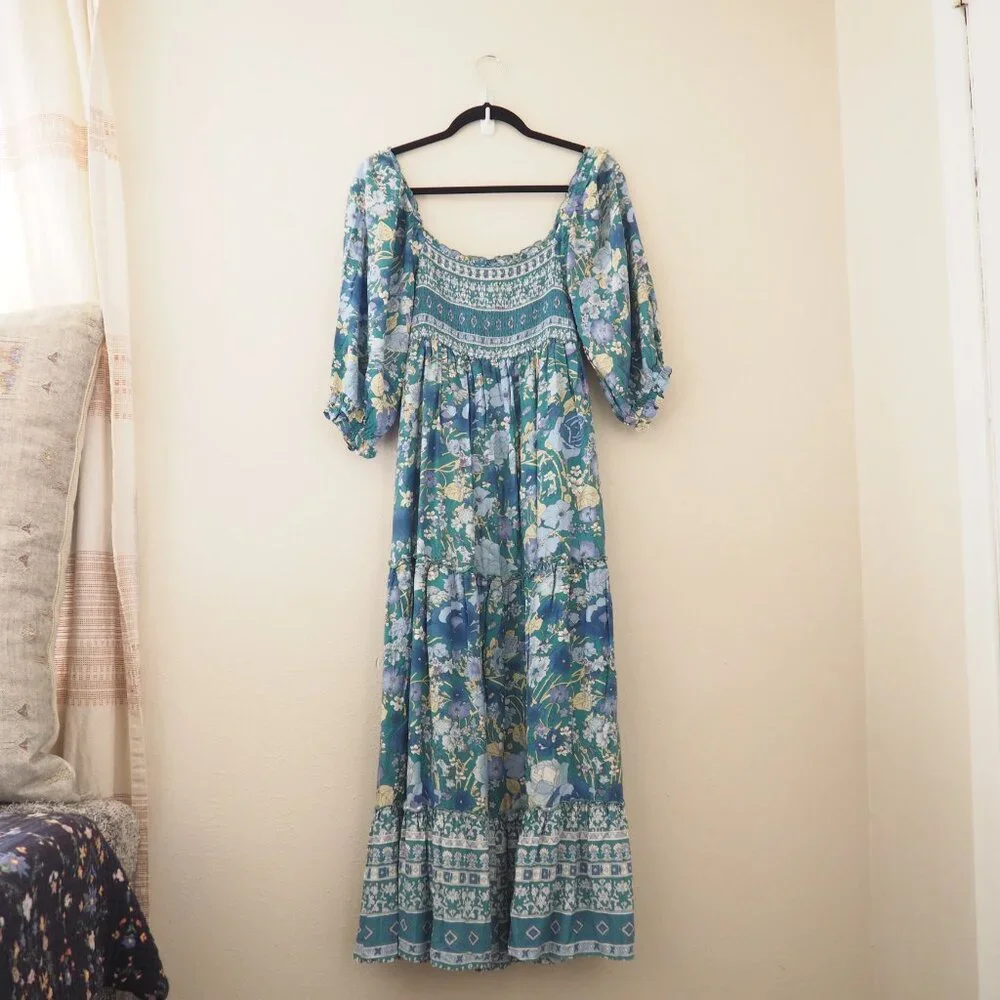 NWT Baltic Born Shanna Tiered Emerald Floral Dress sz L - Picture 3 of 7